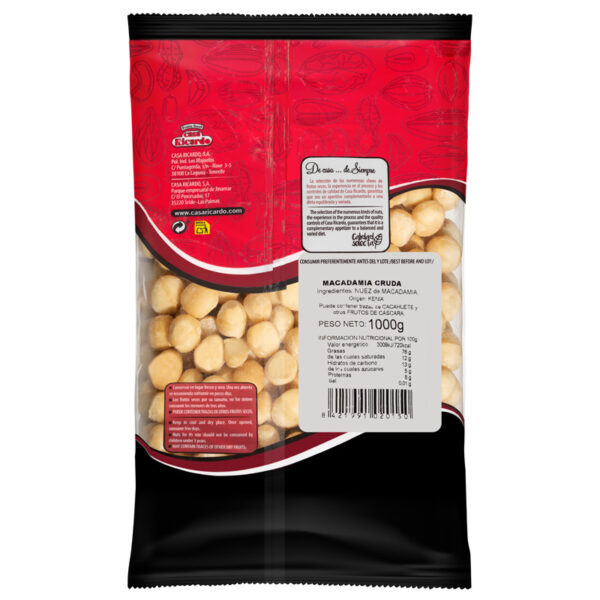 Macadamia Cruda. Envase 1kg.