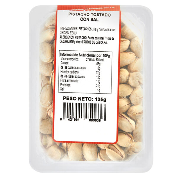 Pistacho tostado con sal. Envase 120gr.