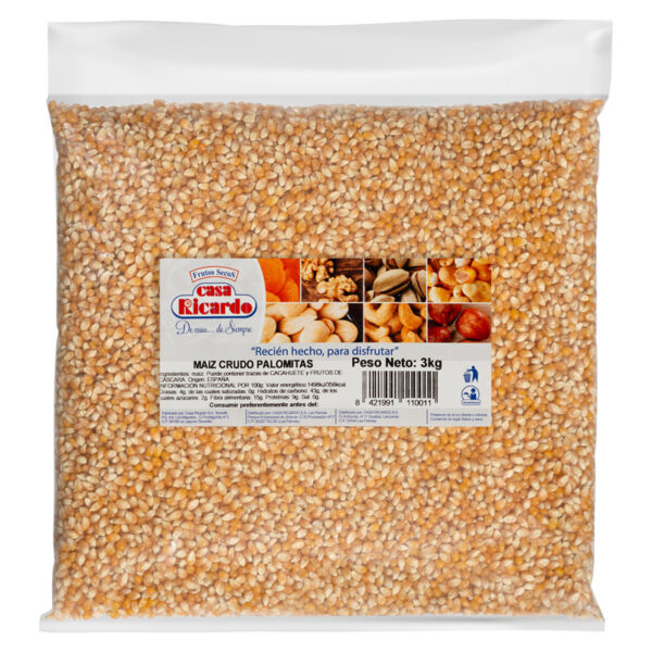 Maiz crudo palomitas. Envase 3kg.