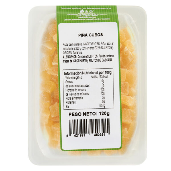 Piña cubos. Envase 120gr.