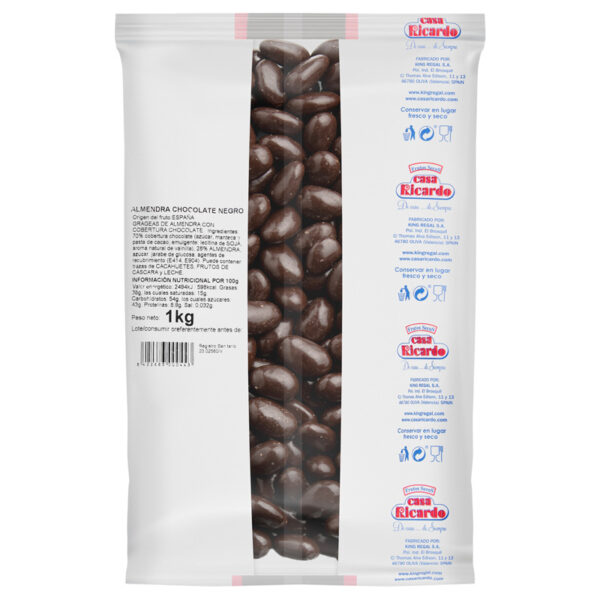 Almendra Chocolate Negro. Envase 1kg.