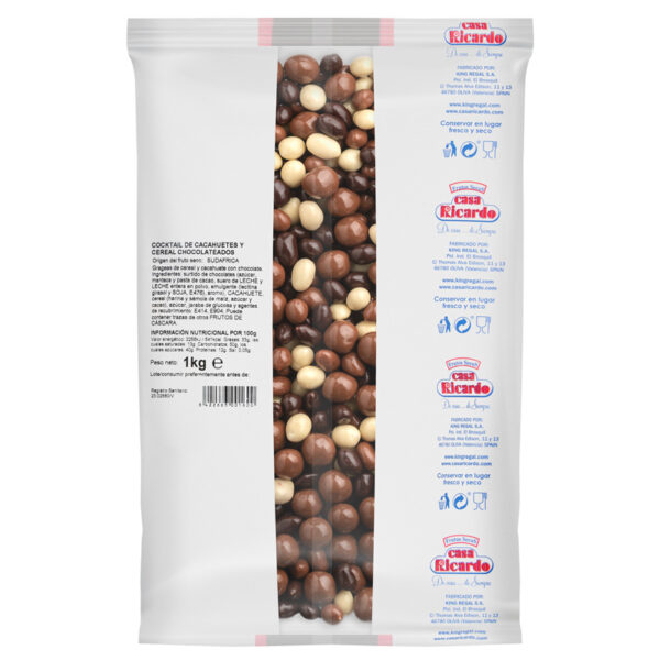 Cocktail de Cacahuetes y Cereales Chocolateados. Envase 1kg.