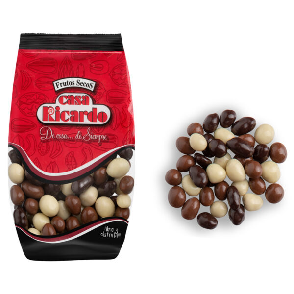 Cacahuetes chocolate surtido grageas. Envase 180gr.